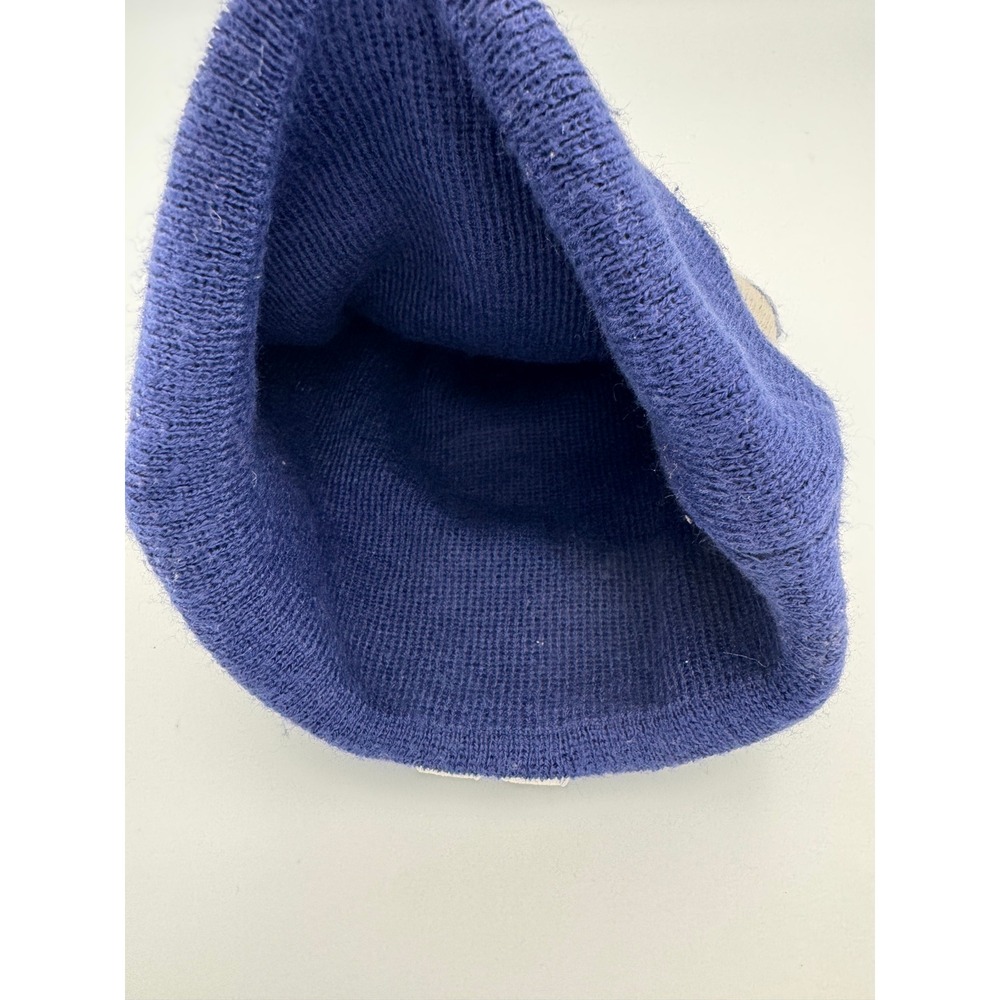 Los Angeles LA Dodgers New Era Knit Pom Beanie Hat Blue Gray Stripe One Size - Picture 6 of 6